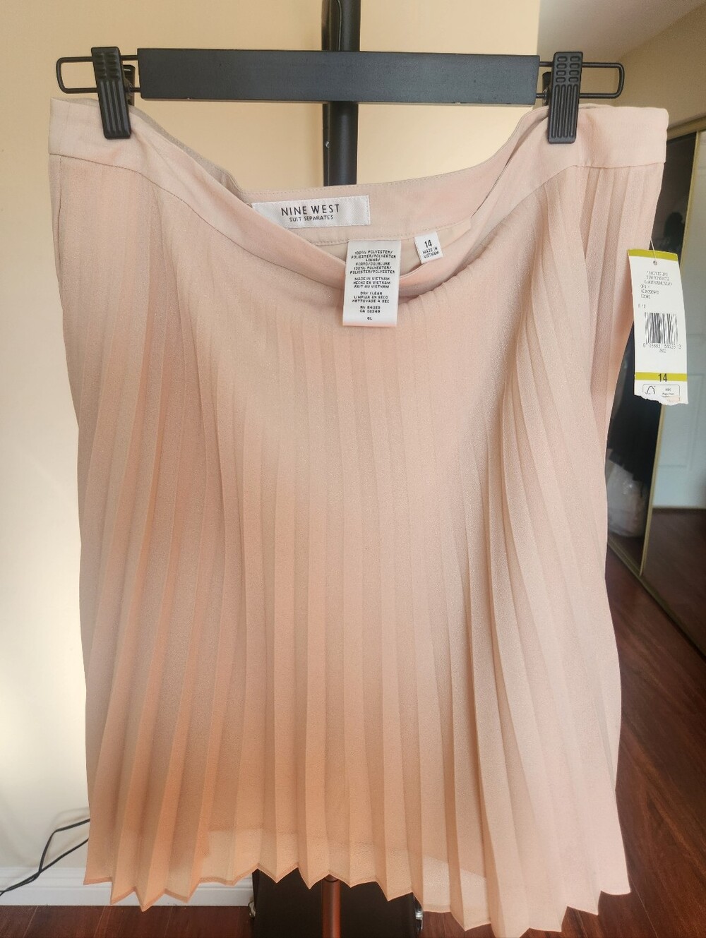Nine West Blush Pleated Skirt - Soft Pink Size 14 NWT